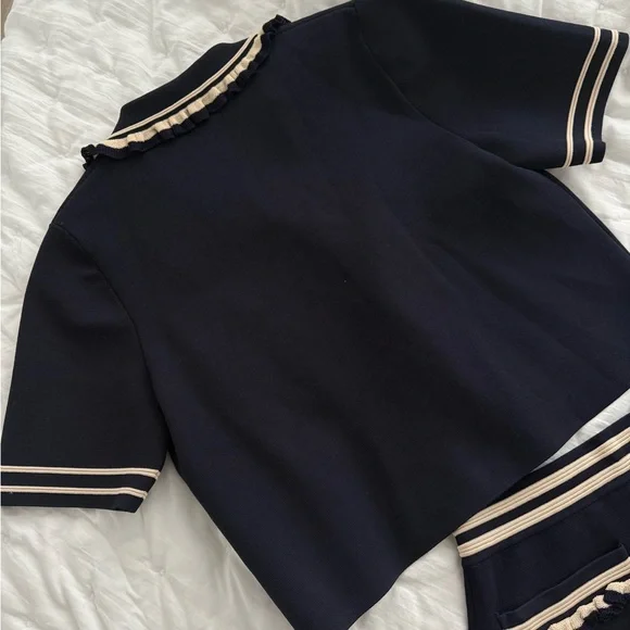 Sandro blue and Cream Short Sleeve Set - Picture 4 of 5